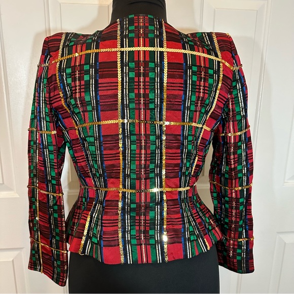 Warren Petites vintage plaid sequin jacket/ blazer size 12 - Picture 12 of 14